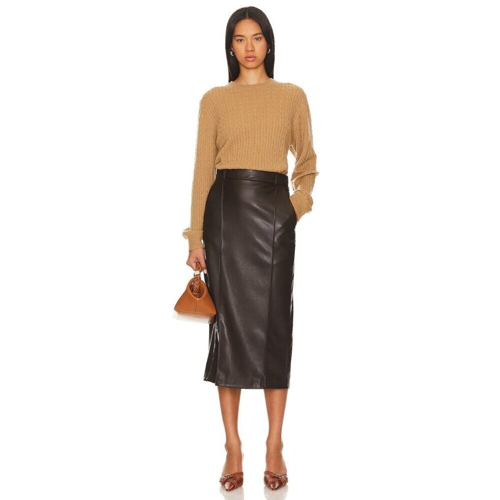 Enza Costa Soft Faux Leather Trouser Skirt in Espresso 2 Medium Womens Vegan - Picture 4 of 14